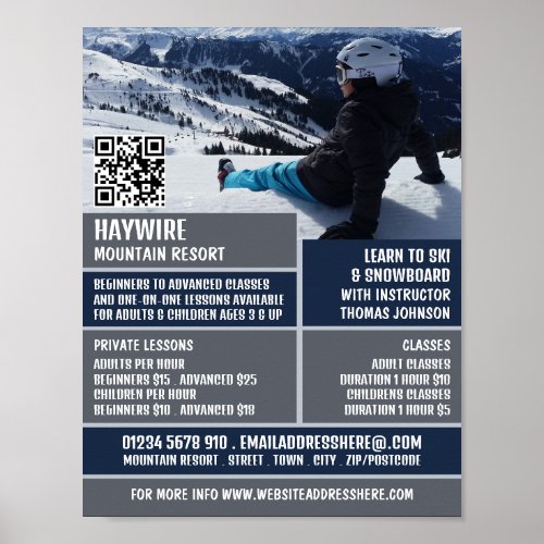 Skier Portrait SkiSnowboarding LessonsClasses Poster