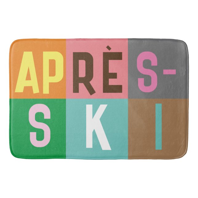 Skier Retro Après Ski Color Blocks  Bath Mat (Front)