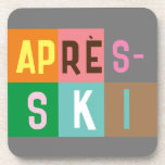 Skier Retro Après Ski Color Blocks    Beverage Coaster<br><div class="desc">Modern ski-themed après-ski design,  in colorful color blocks and colored letters. Alpine ski opening,  ski resort,  ski home design. Wonderful winter sports fun gift for a skier in your circle of friends,  co-workers,  or family. Retro skiers artwork design. Skiers skiing ski home decor,  Ski team,  ski coach gift.</div>