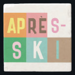 Skier Retro Après Ski Color Blocks     Stone Coaster<br><div class="desc">Modern ski-themed après-ski design,  in colorful color blocks and colored letters. Alpine ski opening,  ski resort,  ski home design. Wonderful winter sports fun gift for a skier in your circle of friends,  co-workers,  or family. Retro skiers artwork design. Skiers skiing ski home decor,  Ski team,  ski coach gift.</div>