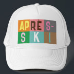 Skier Retro Après Ski Color Blocks   Trucker Hat<br><div class="desc">Modern ski-themed après-ski design,  in colorful color blocks and colored letters. Alpine ski opening,  ski resort,  ski home design. Wonderful winter sports fun gift for a skier in your circle of friends,  co-workers,  or family. Retro skiers artwork design. Skiers skiing ski home decor,  Ski team,  ski coach gift.</div>