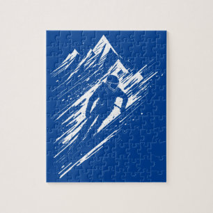 Skier Silhouette Graphic Art Jigsaw Puzzle