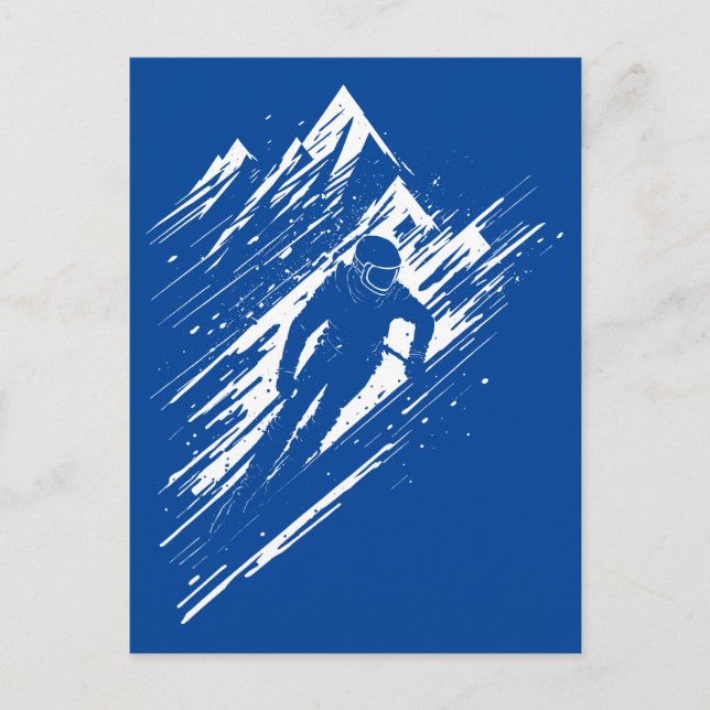 Skier Silhouette Graphic Art Postcard (Front)