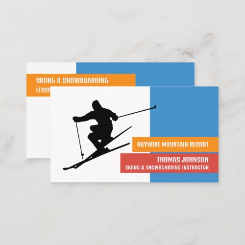 Skier Silhouette Skier  Snowboarder Instructor Business Card