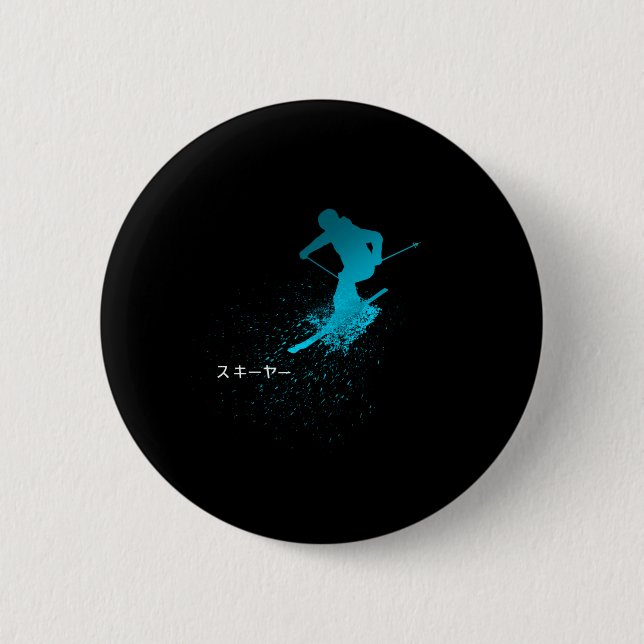 Skier, Ski, Japanese Button (Front)