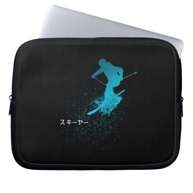 Skier, ski, Japanese Laptop Sleeve (Front)