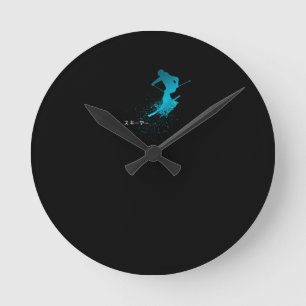 Skier, Ski, Japanese Round Clock