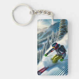 Skier Skiing Keychain