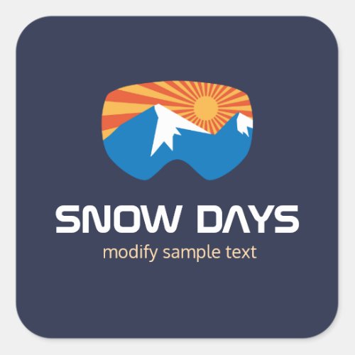 Skier Snow Goggles Skiing Mountain Business Card  Square Sticker