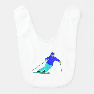 Skier Snow Skiing Baby Bib