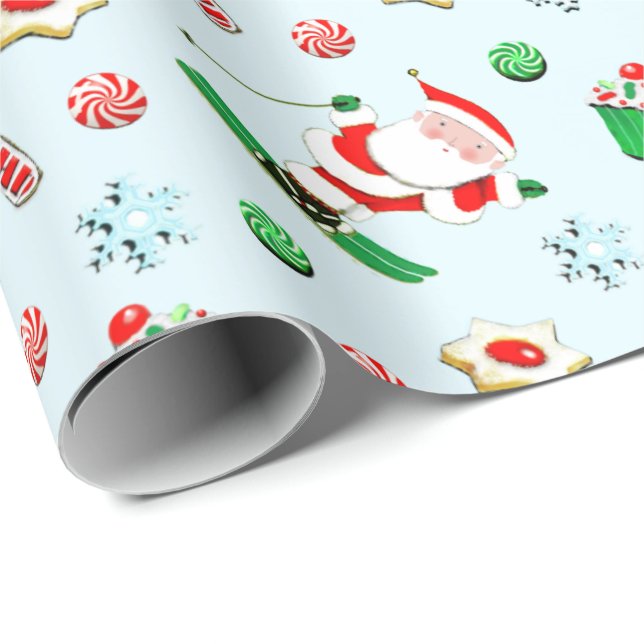 Skier Snow Skiing Christmas Holiday Gift Wrapping Paper (Roll Corner)