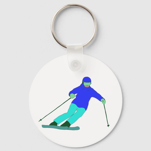 Skier Snow Skiing  Keychain (Front)