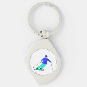 Skier Snow Skiing Keychain