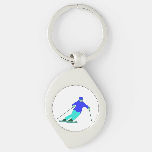 Skier Snow Skiing  Keychain (Front)
