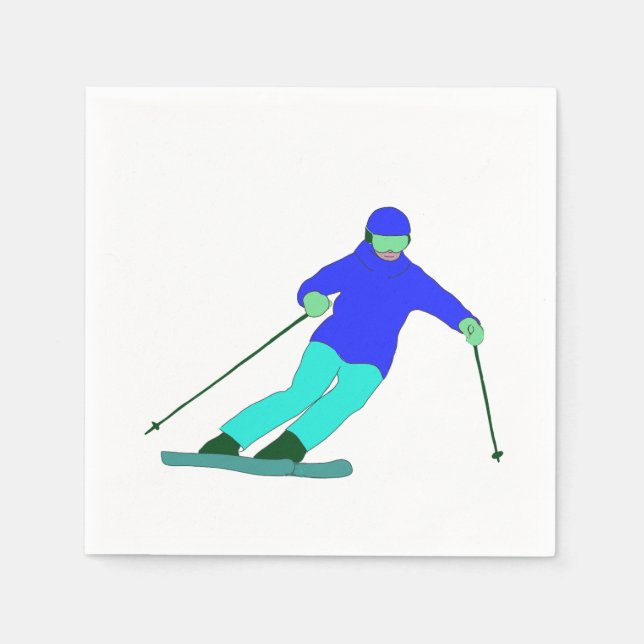 Skier Snow Skiing   Napkins (Front)