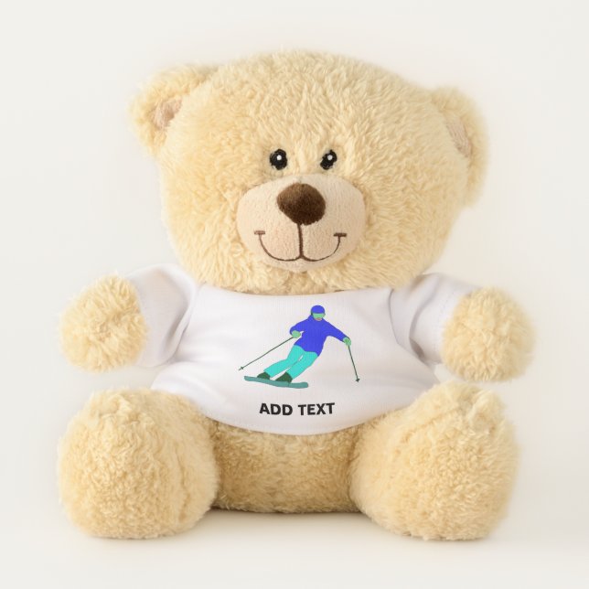Skier Snow Skiing Personalized Teddy Bear (Front)