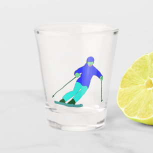Skier Snow Skiing Shot Glass