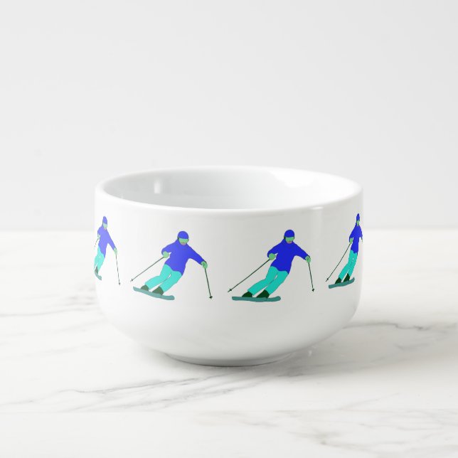 Skier Snow Skiing   Soup Mug (Front)