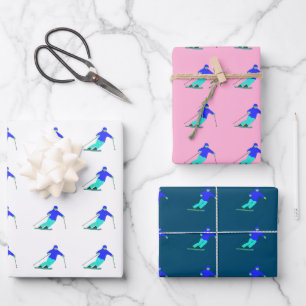 Skier Snow Skiing Wrapping Paper Sheets