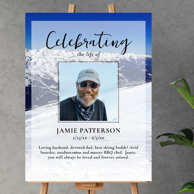 Skier Snowboarder Life Celebration Photo Funeral Poster (Creator Uploaded)