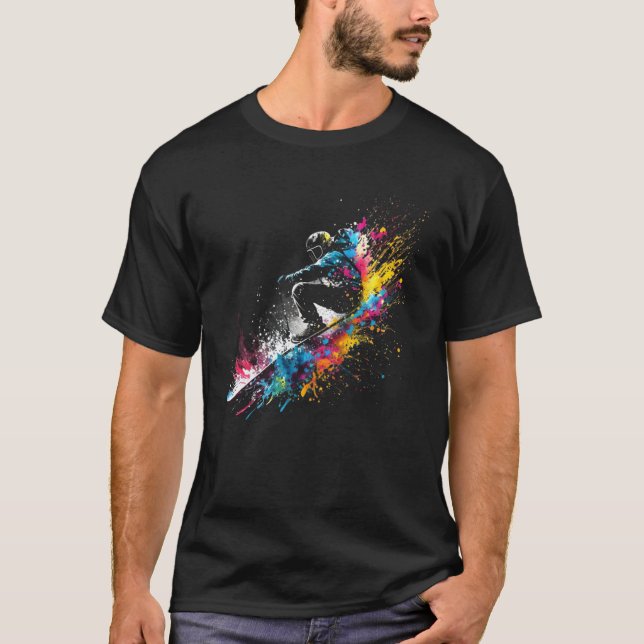 Skier Splash Freestyle Skiing Skiing Freeskiing T-Shirt (Front)