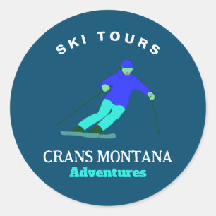 Skier Winter Sport Ski Adventures Personalized Classic Round Sticker