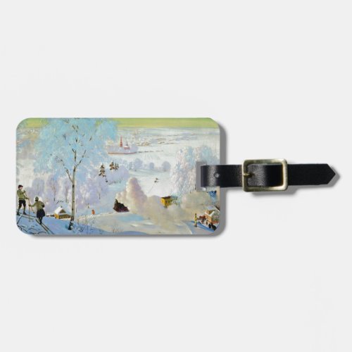 Skiers 1919 luggage tag