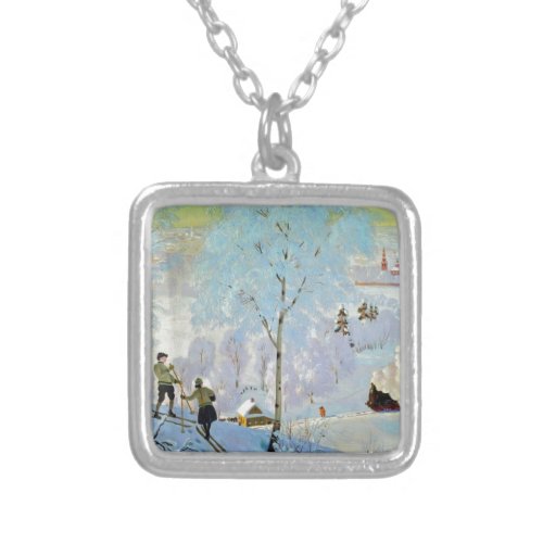 Skiers 1919 silver plated necklace