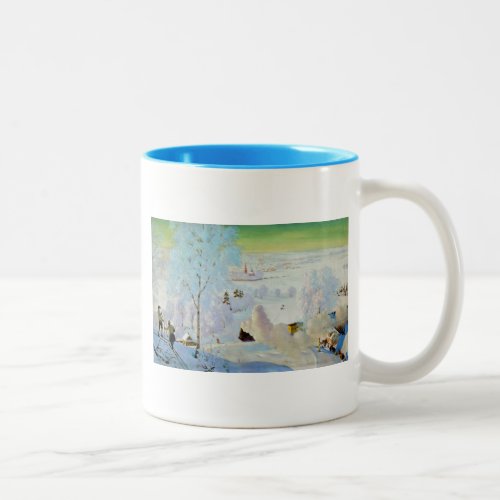 Skiers 1919 Two_Tone coffee mug