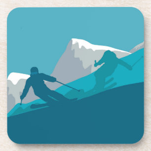Skiers Alpine Skiing Downhill Races Beverage Coaster