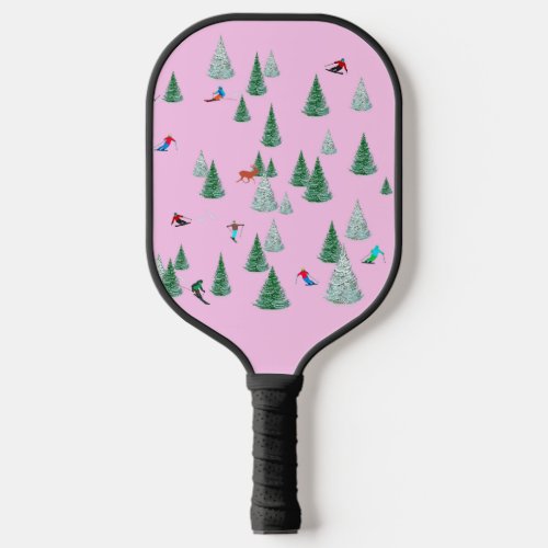 Skiers Alpine Skiing Downhill Races Pink Ski Party Pickleball Paddle