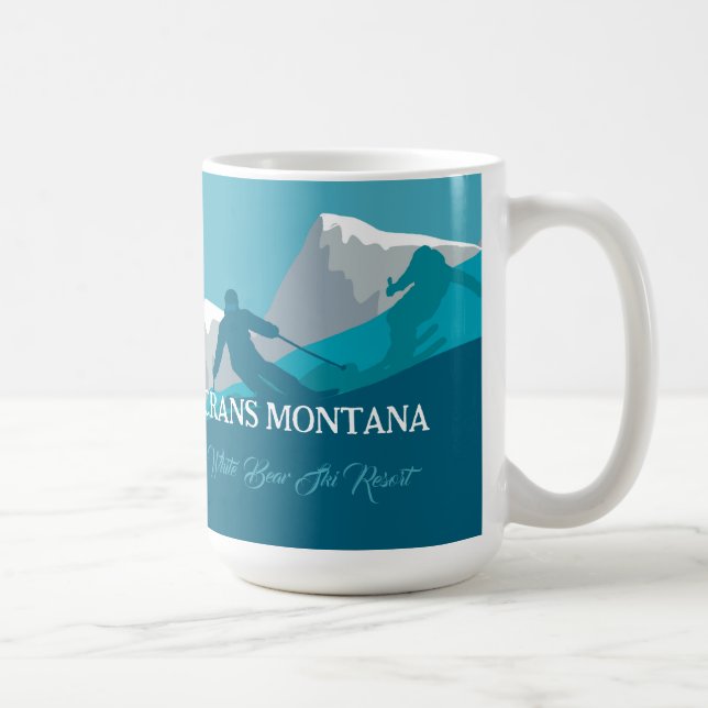 Skiers Alpine Skiing Montana Custom Text  Coffee Mug (Right)