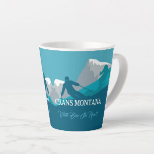 Skiers Alpine Skiing Montana Custom Text  Latte Mug