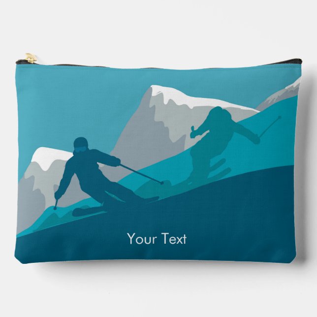 Skiers Alpine Skiing Personalized Accessory Pouch (Front)
