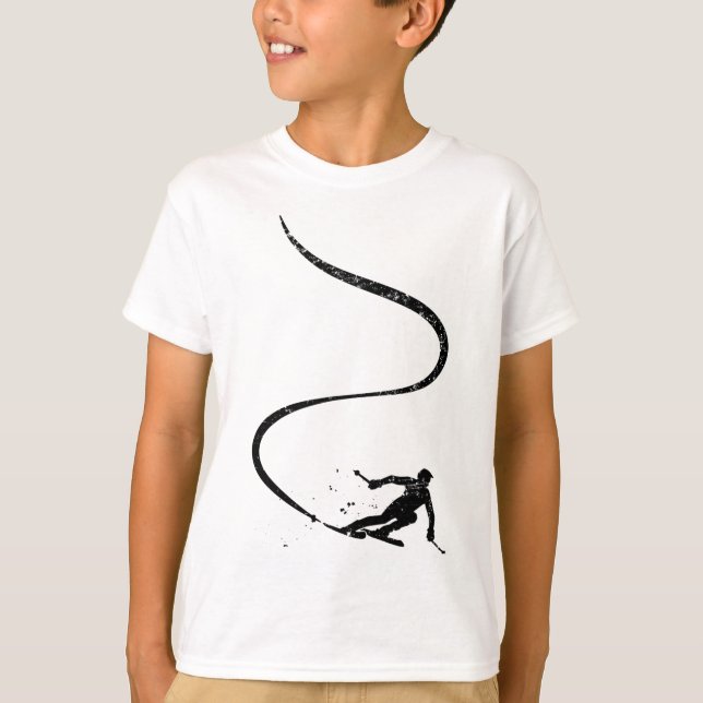 Skiers Downhill Mountains Ski Sport Ski Skiing Gif T-Shirt (Front)
