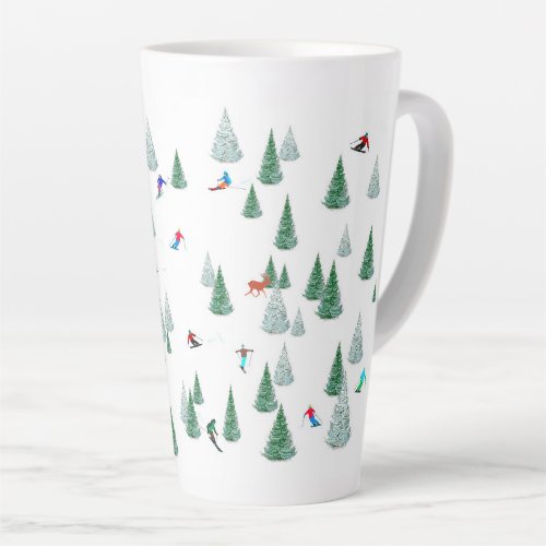 Skiers Downhill Skiing Design   Latte Mug