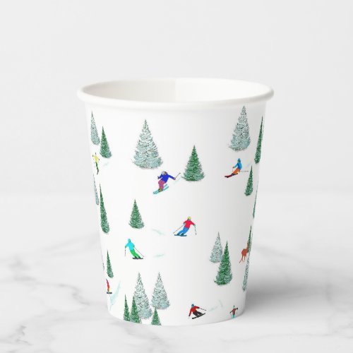 Skiers Downhill Skiing Design Ski Party Paper Cups