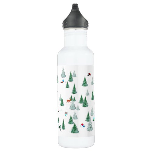 Skiers Downhill Skiing Design   Stainless Steel Water Bottle