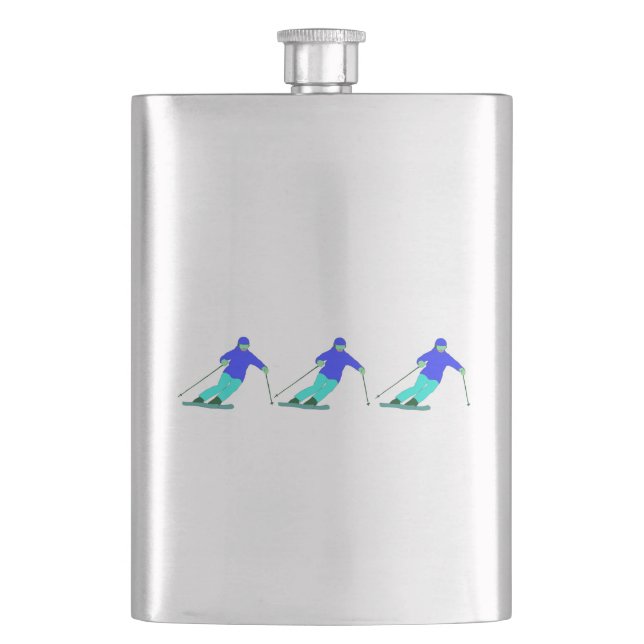 Skiers Downhill Skiing  Flask (Front)