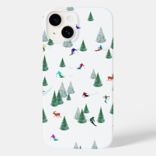 Skiers Downhill Skiing Illustration Ski Party    Case_Mate iPhone 14 Case