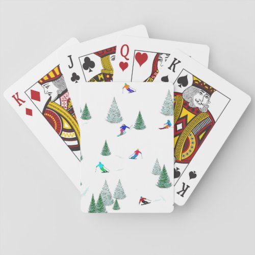 Skiers Downhill Skiing Illustration Ski Party    Poker Cards