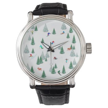 Skiers Downhill Skiing Illustration Ski Party   Watch by Active_Life at Zazzle