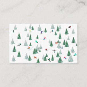 Skiers Downhill Skiing Illustration Ski Racing Enclosure Card