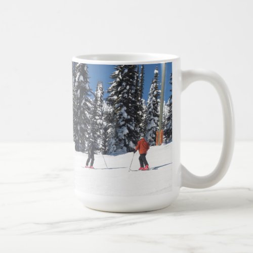 Skiers on a Snowy Slope Coffee Mug