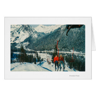 Skiers on the ChairliftSnoqualmie Pass, WA Cards
