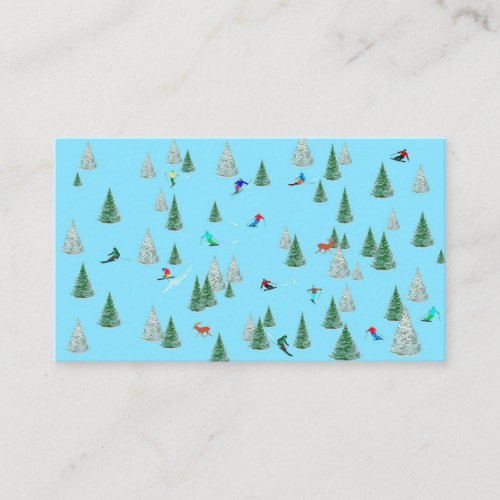 Skiers Skiing Down Snow Covered Slopes  Enclosure Card