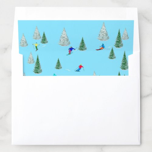 Skiers Skiing Down Snow Covered Slopes   Envelope Liner