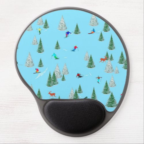 Skiers Skiing Down Snow Covered Slopes  Gel Mouse Pad