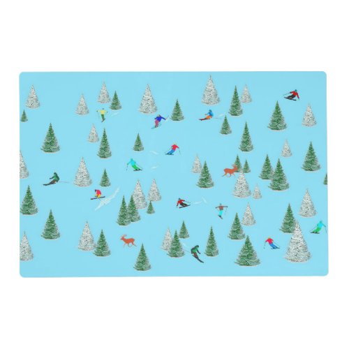 Skiers Skiing Down Snow Covered Slopes   Placemat