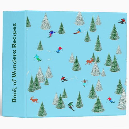 Skiers Skiing Down Snow Covered Slopes Recipe Book 3 Ring Binder